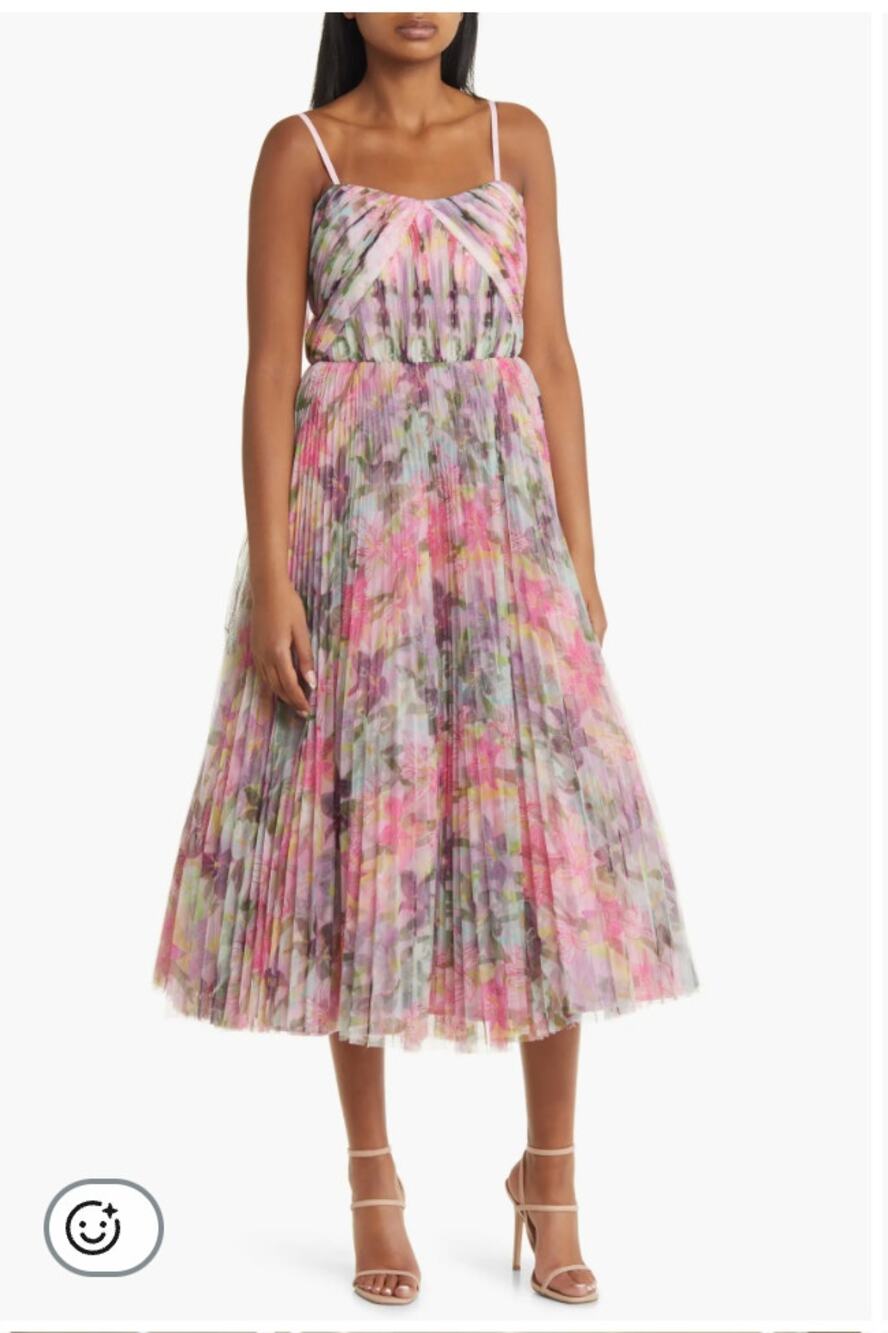 Hutch Vita Floral Pleated Tulle A-Line Gown 8